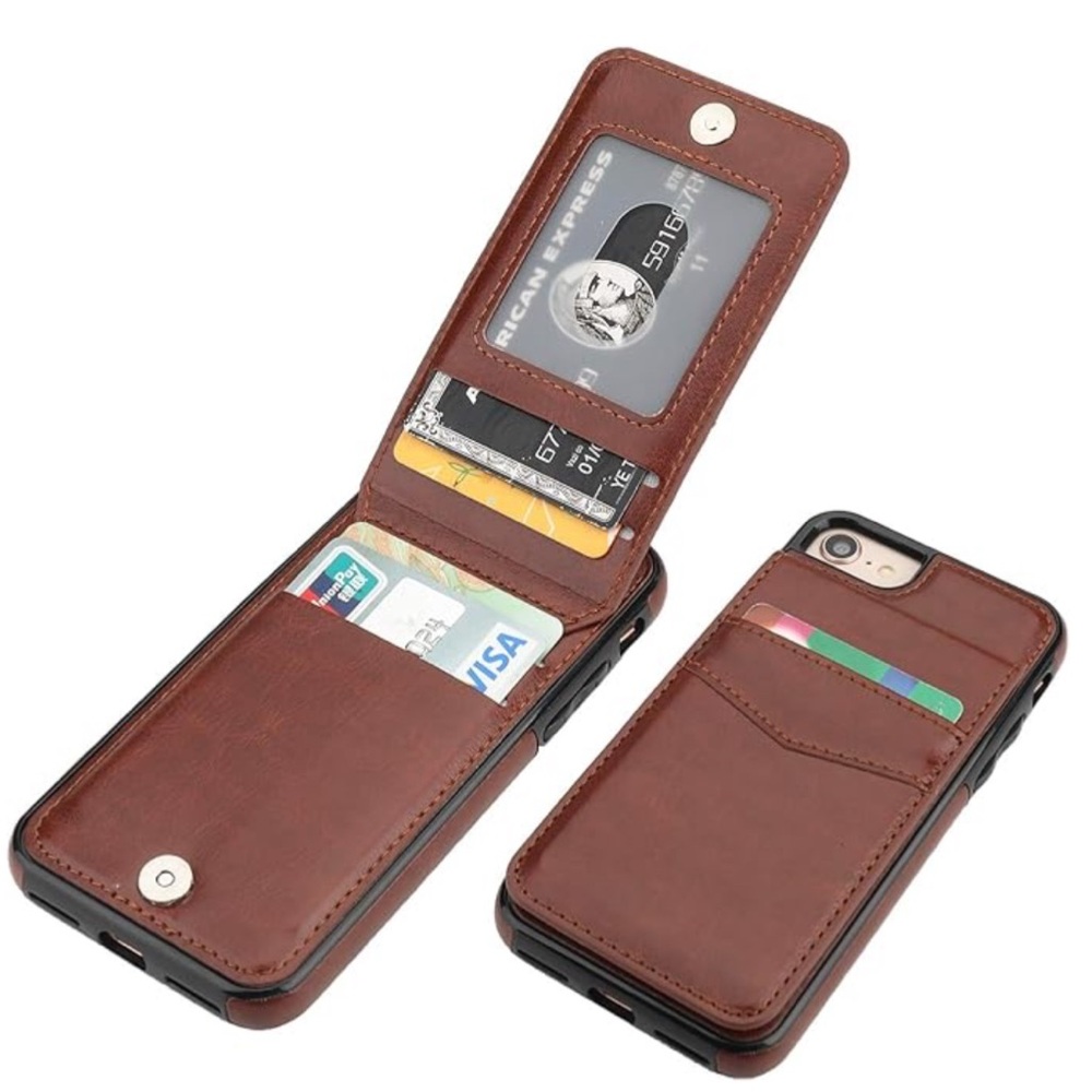 Brown Leather Wallet Phone Case for iPhone 7/8/SE